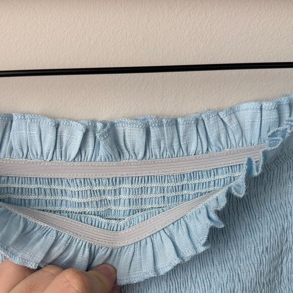 Shein Ultra Soft High Waisted Stretchy Flowy Light Blue Shirred Tiered Skirt - Picture 4 of 7